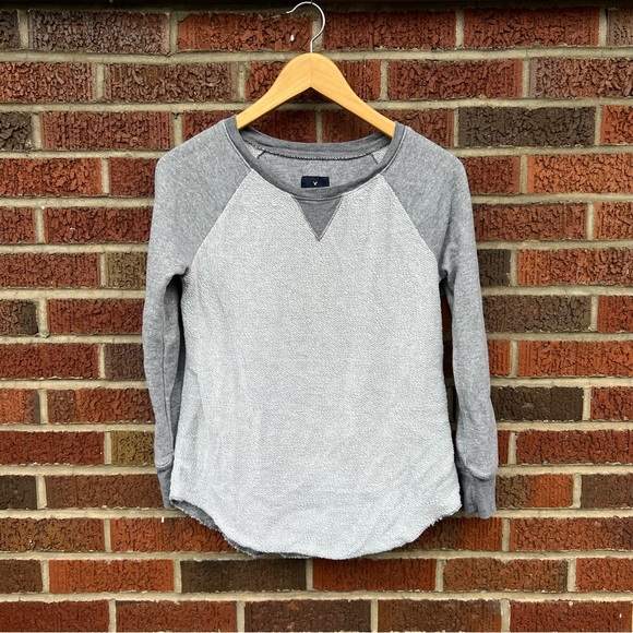 American Eagle Outfitters Tops - American Eagle Gray Inside Out Terry Cloth Pull Over Sweatshirt